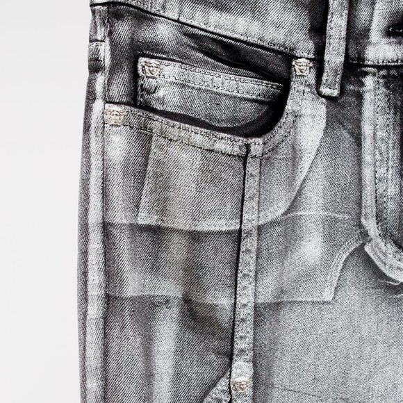 Versace Silver Painted Jeans - Picture 6 of 14